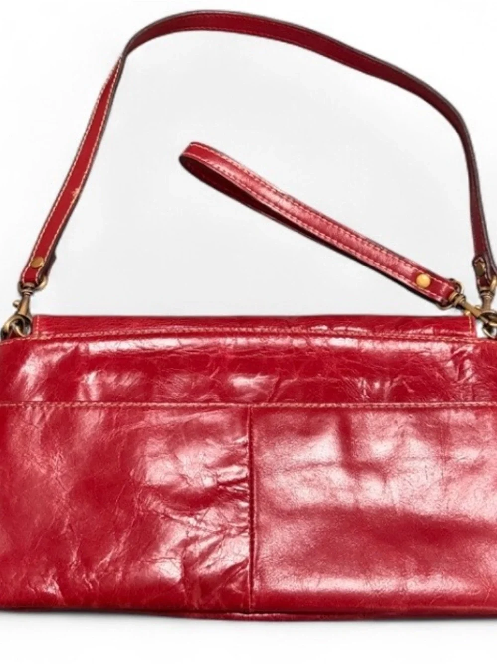 Peck & Peck Vintage 2000s Red Genuine Leather Y2K Shoulder Bag Clutch RARE